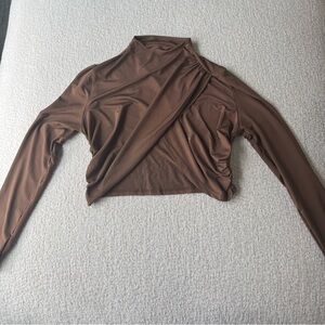 SHEIN Brown crop long sleeve. Cross cut